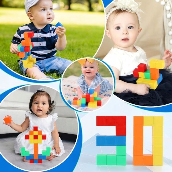 Klocki magnetyczne edukacyjne KOSTKI SZEŚCIANY Zestaw 64 el. magnesy zdjęcie 3