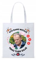Donald Tusk Platforma Torba Eco Biała Shopper Z Nadrukiem Ze Zdjęciem
