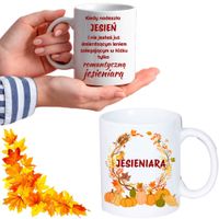 Kubek jesieniara z nadrukiem w pudełku jesień dla kobiety śmieszny