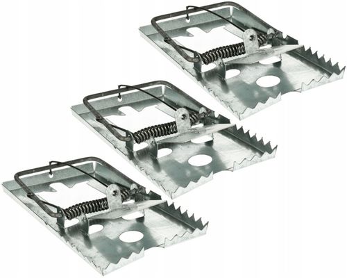 SILNA METALOWA KLASYCZNA PUŁAPKA ŁAPKA NA MYSZY SZCZURY SKUTECZNA (3 na Arena.pl