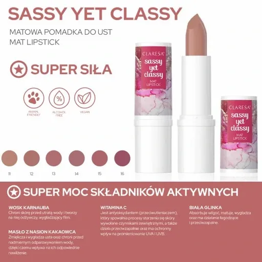 Pomadka do ust Claresa Matte 15 ml - Seductive zdjęcie 4
