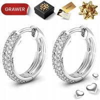 SREBRNE KOLCZYKI DAMSKIE Z KRYSZTAŁAMI 925 KOŁA ANGIELSKIE NA PREZENT