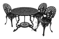 ZESTAW NR 17 - STÓŁ Ø 90 CM + 3 KRZESŁA LEKKIE MEBLE OGRODOWE NA TARAS PATIO BALKON ELEGANCKIE RETRO