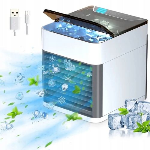 PRZENOŚNY MAŁY KLIMATYZER USB NA WODĘ i LÓD 3W1 KLIMATOR DO DOMU WENTYLATOR na Arena.pl