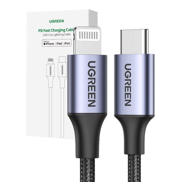Kabel Lightning do USB-C UGREEN PD 3A US304, 1.5m (czarny) zdjęcie 1