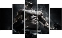 70 100CM OBRAZ 5 ELEM MĘŻCZYZNA SIŁOWNI STALOWYM KOLORZE DRUK PŁÓTNO
