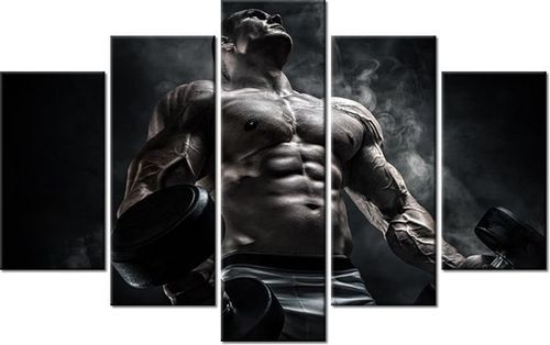 70 100CM OBRAZ 5 ELEM MĘŻCZYZNA SIŁOWNI STALOWYM KOLORZE DRUK PŁÓTNO na Arena.pl