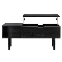 Stolik kawowy z podnoszonym blatem i schowkiem, ława do salonu 100x50x43 cm czarny