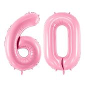 Balon foliowy liczba 60 różowy 86 cm