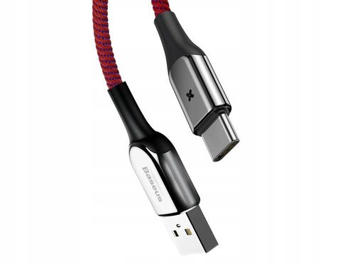 Baseus kabel X-shaped Light USB-C Typ C 3A Rapid Charge 1m red na Arena.pl