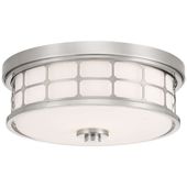 Zewnętrzna LAMPA sufitowa QZ-GUARDIAN-F-BN Elstead QUOIZEL ogrodowa OPRAWA okrągły plafon klasyczny outdoor IP44 nikiel biał