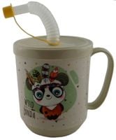 KUBEK Z UCHEM SŁOMKĄ RURKĄ DO NAPOJÓW SOKÓW Z POKRYWKĄ