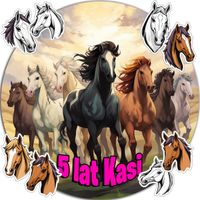 OPŁATEK NA TORT 20CM - KOŃ HORSE DEKORACJA URODZINOWA + IMIĘ 15CM 18CM