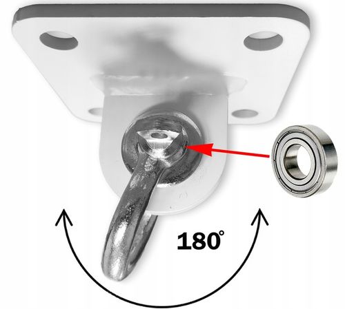 Uchwyt montażowy sufitowy z ŁOŻYSKIEM i szeklą sufitowe hak 180 Biały na Arena.pl