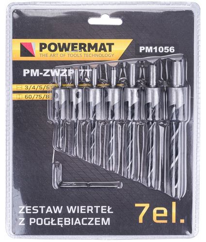 ZESTAW WIERTEŁ DO DREWNA Z POGŁĘBIACZEM WIERTŁA 7 PM-ZWZP-7T na Arena.pl
