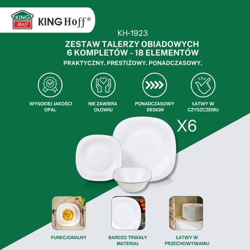 komplet obiadowy topaz dla 6 osób 18 elem. kinghoff kh-1923 na Arena.pl