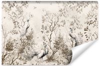 Fototapeta PAWIE Ptaki Natura Drzewa Rośliny Styl Retro 300cm x 210cm