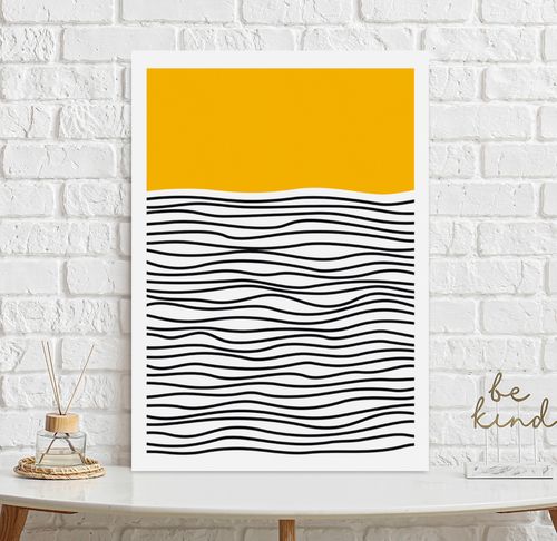 Plakat abstrakcja żółta czarna pattern 61x91 cm na Arena.pl