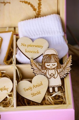 Pamiątka Chrztu Świętego Prezent na Chrzest Święty GOTOWE PUDEŁKO Różowe na Arena.pl