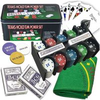 Zestaw do gry w pokera w metalowym opakowaniu Texas Hold'em
