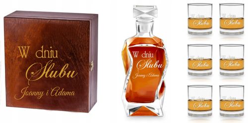 Karafka szklanki do whisky grawer PREZENT na ślub na Arena.pl