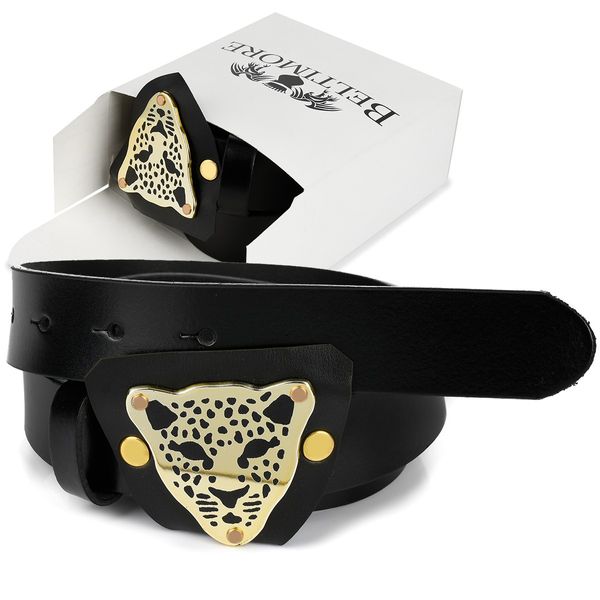 Beltimore Skórzany Damski Pasek Do Spodni 2,3 Cm Czarny A94 zdjęcie 1