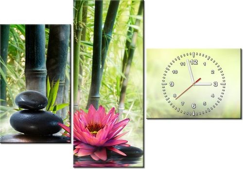 100CM 70CM ZEGAR 3 ELEM LILIE BAMBUSY ŚCIENNY OBRAZ na Arena.pl