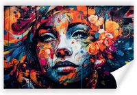 Fototapeta PREMIUM STRUKTURA ZMYWALANA kolorowy obraz kobiety z kwiatami