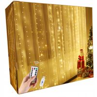 KURTYNA ŚWIETLNA 300LED LAMPKI CHOINKOWE GIRLANDA + PILOT BIAŁY CIEPŁY 3x3m