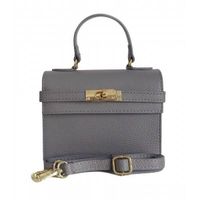 Włoska zgrabna skórzana listonoszka Vera Pelle kuferek,kufereczek Szara VPK321G