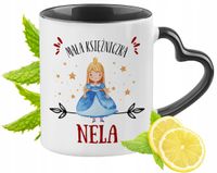 Kubek Czarny Z Uszkiem W Kształcie Serca Dla Neli Idealny Na Prezent