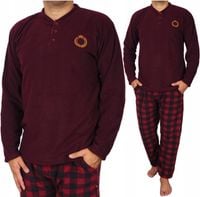 Piżama męska L POLAR krata GRUBA ciepła KIESZENIE