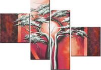 100 70CM OBRAZ 4 ELEM SZKARŁATNE DRZEWO DRUK PŁÓTNO RAMA
