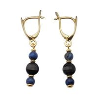 Kolczyki - Sodalit, Turmalin kulki w srebrze zloconym