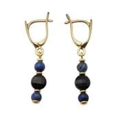 Kolczyki - Sodalit, Turmalin kulki w srebrze zloconym