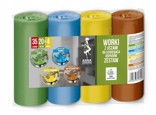 az worki z uszami do segregacji odpadów zestaw 35l 4x20szt na Arena.pl