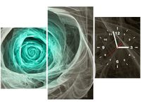 60CM 90 ZEGAR 3 ELEM RÓŻA KTALNA TURKUSIE ŚCIENNY