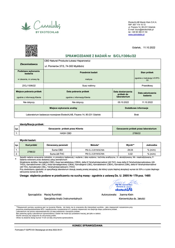Susz konopny CBD Hash Afghan 100 g na Arena.pl