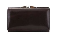 Portfel damski klasyczny skórzany - Brązowy ciemny