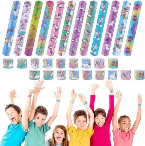 OPASKI ZACISKOWE BRANSOLETKI KOLOROWE W JEDNOROŻCE IDEALNE DLA DZIECI 24SZT na Arena.pl