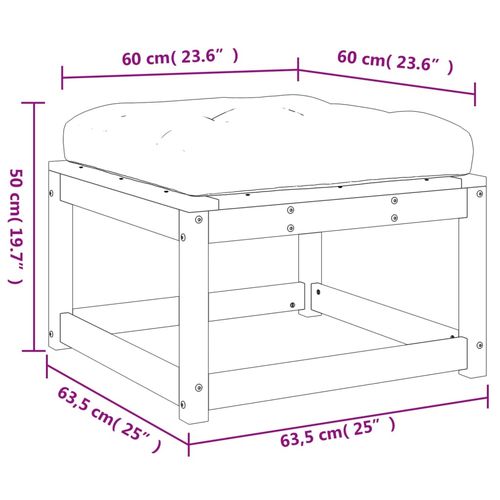 Podnóżek ogrodowy z poduszką, lite drewno sosnowe na Arena.pl