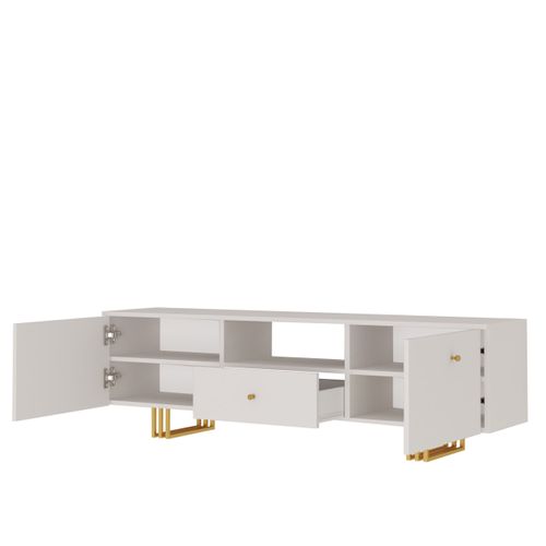 SZAFKA RTV KLARA 150 KASZMIR BEŻ ZŁOTY nogi metal salon na Arena.pl