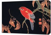 Obraz 70x50cm Red Parrot, Jakuchu Japoński Vintage do Salonu