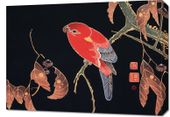 Obraz 70x50cm Red Parrot, Jakuchu Japoński Vintage do Salonu
