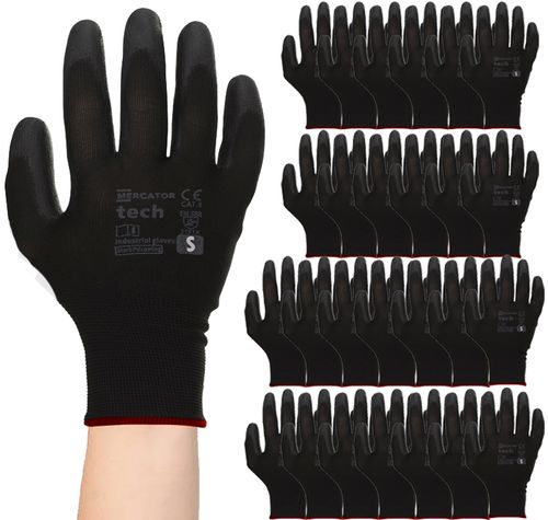 rękawice robocze mercator tech black+black pu - s - 120 par na Arena.pl