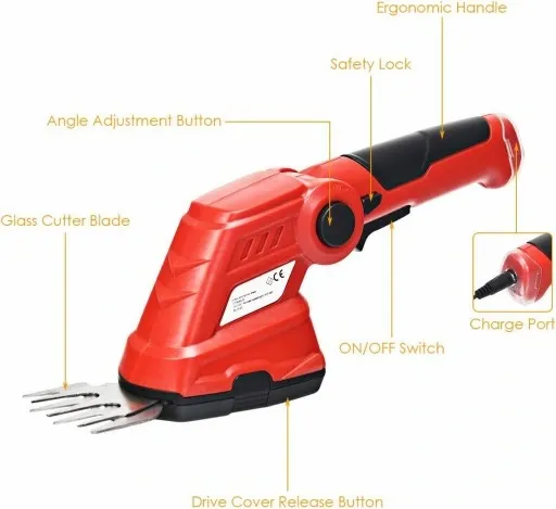 Akumulatorowe nożyce do trawy i krzewów 3,6V, 2w1 zdjęcie 5