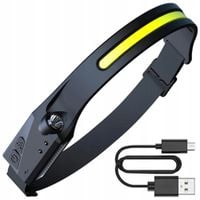 latarka czołowa led z czujnikiem ruchu ipx4 usb-c 1200 mah - czarna