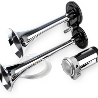 Klakson Sygnał Dwutonowy Fanfara 12V Kompresor Głośna Trąbka Chrom Podwójny