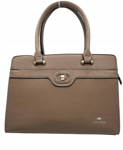 Charro - torebka shopper skóra ekologiczna brązowy taupe groszek CH5785-4 na Arena.pl