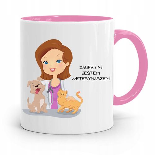 Kubek Różowy Weterynarza Zaufaj Mi! Prezent Z Nadrukiem Ze Zdjęciem na Arena.pl